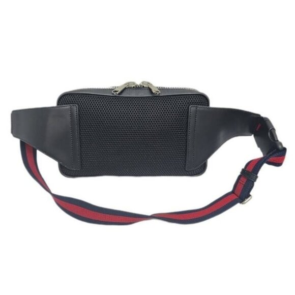 Authentic Gucci GG Supreme Sling Backpack Waist Crossbody Bag Black Leather Mens - Picture 6 of 14